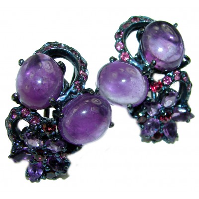Amazing authentic Amethyst black rhodium over .925 Sterling Silver earrings