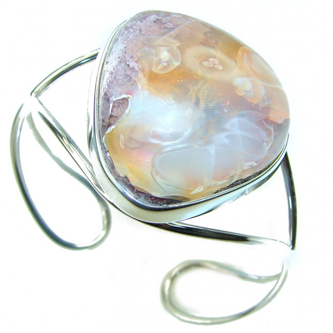 Incredible quality Mexican Opal .925 Sterling Silver handmade Bracelet / Cuff