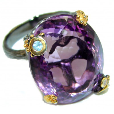Amethyst 14K Rose Gold over .925 Sterling Silver Handcrafted Ring size 9