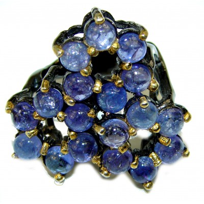 Blue Treasure authentic Tanzanite black rhodium over .925 Sterling Silver Statement Ring size 6