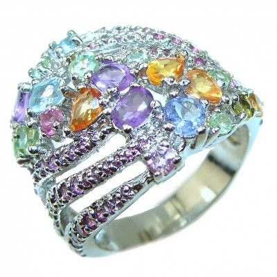 Summer Time authentic Multigem .925 Sterling Silver handcrafted ring size 8