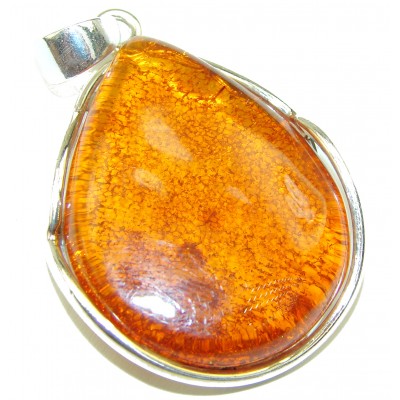 Honey Baltic Amber .925 Sterling Silver handmade Pendant