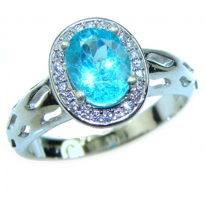 Authentic Swiss Blue Topaz .925 Sterling Silver handmade Ring size 8
