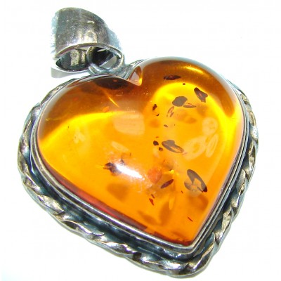 Angel's Heart amazing quality Amber .925 Sterling Silver handmade pendant