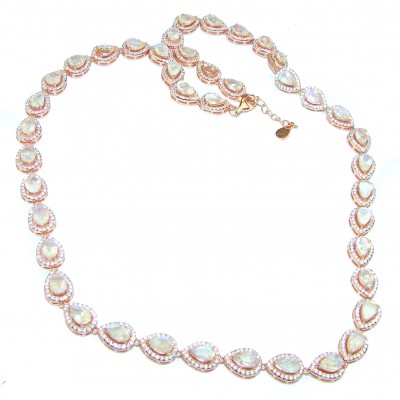 Blue Cascade authentic Fire Moonstone 14K Rose Gold over .925 Sterling Silver handcrafted necklace