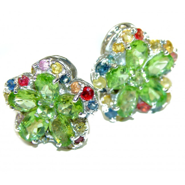 Signature Collection Genuine Peridot & Diamond Earrings in 18k White Gold  37449 - Emerald Lady Jewelry