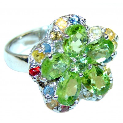 Green Power Peridot .925 Sterling Silver ring s. 8