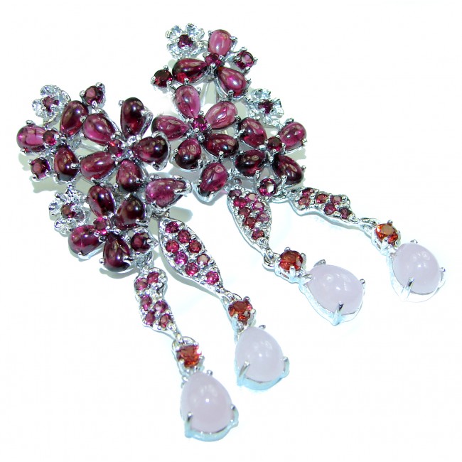 Luxurious Style Natural Garnet .925 Sterling Silver handmade earrings