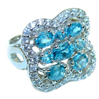 Pacifica genuine Swiss Blue Topaz .925 Sterling Silver handcrafted ring size 8 3/4