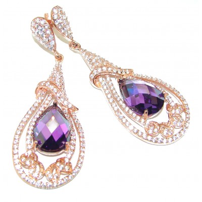 Amazing authentic Amethyst Gold over .925 Sterling Silver earrings