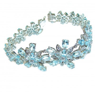 Luxury Genuine Aquamarine handmade stretch Bracelet