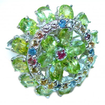 Spring Flower Peridot .925 Sterling Silver ring s. 8 1/2