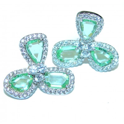 Green Amethyst .925 Sterling Silver handcrafted incredible earrings