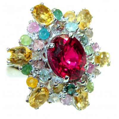 Colorful Fiesta Red Topaz .925 Sterling Silver handcrafted Ring size 8