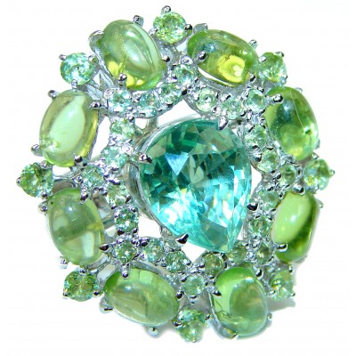 Beauty of Nature Green Topaz .925 Sterling Silver ring size 8