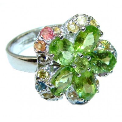 Green Power Peridot .925 Sterling Silver ring s. 8