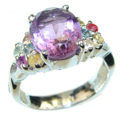 Fabulous pear shape Amethyst .925 Sterling Silver Handcrafted Ring size 7 1/4