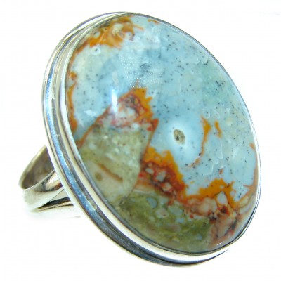 Owyhee jasper .925 Sterling Silver handcrafted ring s. 8 adjustable