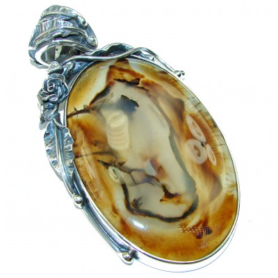 Perfect quality 54.8 grams Botswana Agate .925 Sterling Silver handmade Pendant