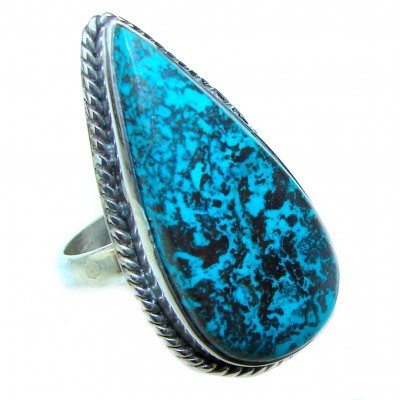 Authentic Parrot's Wing Chrysocolla .925 Sterling Silver handcrafted ring size 8 1/4