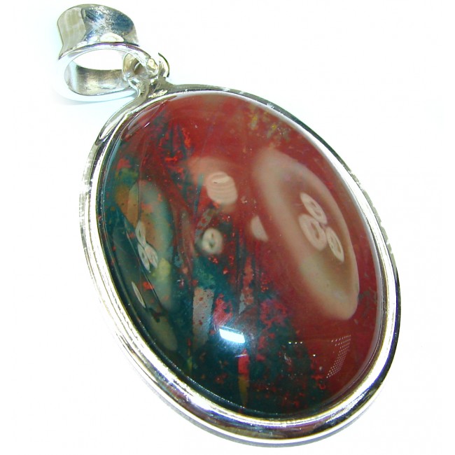 Fancy Bloodstone .925 Sterling Silver handmade pendant