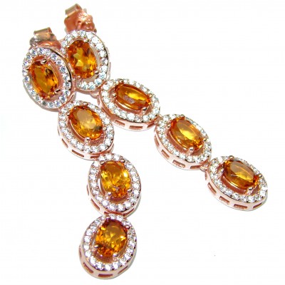 Luxurious Style Natural Citrine 14K Gold over .925 Sterling Silver handmade earrings