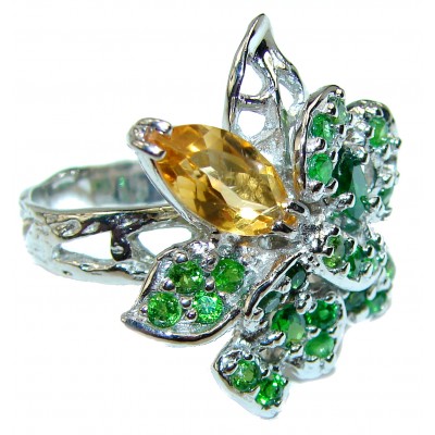 Natural Chrome Diopside Citrine .925 Sterling Silver handmade ring s. 8 1/2