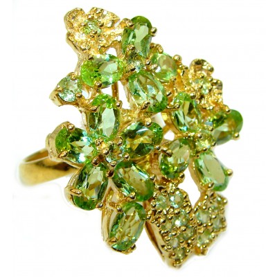 Spring Flower Peridot 14K Gold over .925 Sterling Silver ring s. 7 3/4