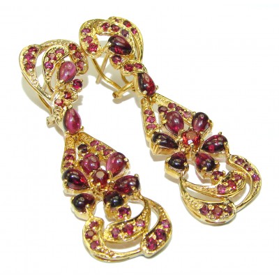 Diva's Dream authentic Garnet 14K Gold over .925 Sterling Silver handcrafted earrings
