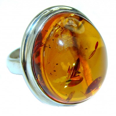 Authentic Baltic Amber .925 Sterling Silver handcrafted ring; s. 7 1/4