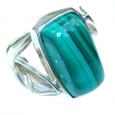 Green Beauty Malachite .925 Sterling Silver handcrafted ring size 6