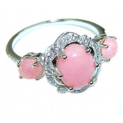Earth Treasure Authentic Pink Opal .925 Sterling Silver handcrafted ring size 9
