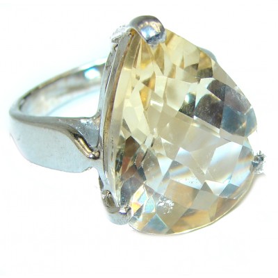 18.5 carat Genuine Lemon Quartz .925 Sterling Silver handcrafted ring size 8 1/4