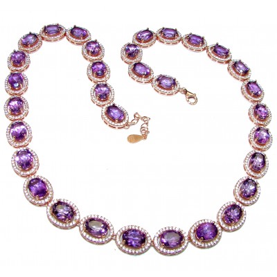 Endless Beauty Amethyst 18K Rose Gold over .925 Sterling Silver handmade necklace
