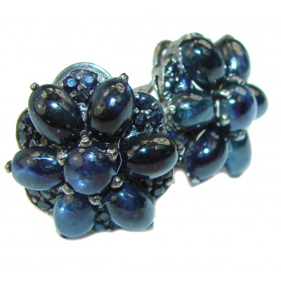 Incredible Sapphire black rhodium over .925 Sterling Silver handcrafted Earrings