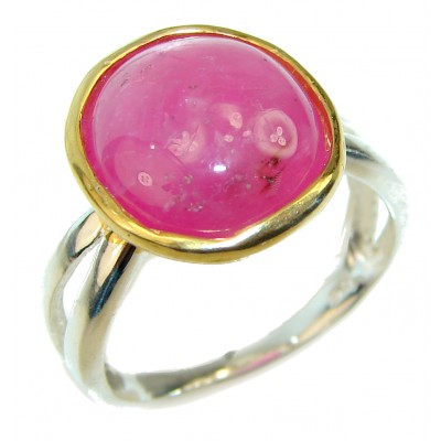 Unique Star Ruby 14K Gold .925 Sterling Silver handcrafted Ring size 9 3/4