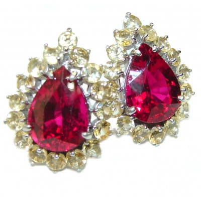 Powerful Red Beauty authentic Topaz .925 Sterling Silver handcrafted earrings