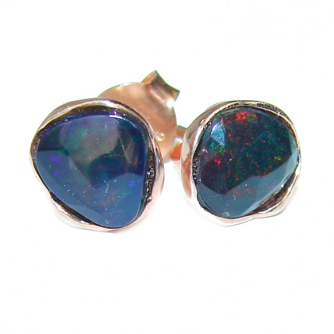 Earth Treasure Black Opal .925 Sterling Silver handcrafted LARGE statement earrings