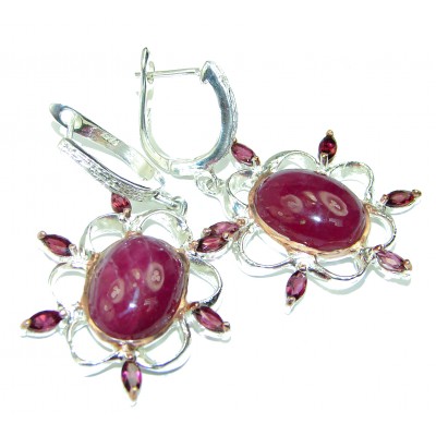 Spectacular Ruby 2 tones .925 Sterling Silver handcrafted earrings