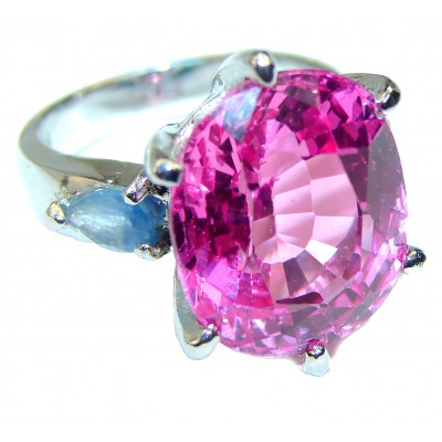 Pink Dream 20.5 carat Pink Topaz .925 Silver handcrafted Huge Cocktail Ring s. 6