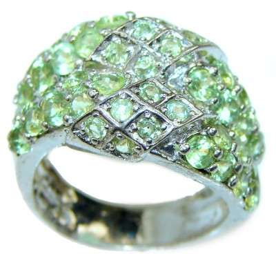 Genuine Peridot .925 Sterling Silver Handcrafted Ring size 8