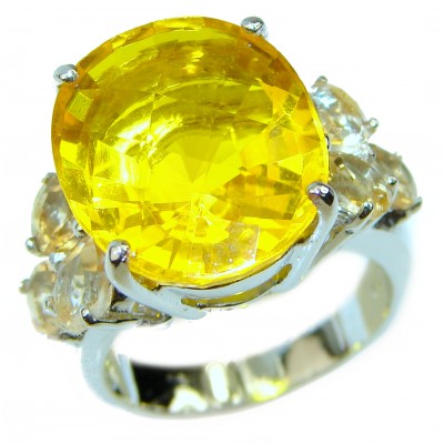 Sunny Day 28ct yellow Topaz .925 Sterling Silver handmade ring size 5 3/4