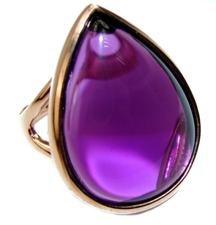 Purple Romance Amethyst 14K Gold over .925 Sterling Silver Handcrafted Ring size 6