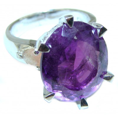 Large 15.2 carat Genuine Amethyst .925 Sterling Silver Handcrafted Ring size 7