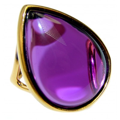 Purple Romance Amethyst 14K Gold over .925 Sterling Silver Handcrafted Ring size 8 1/2