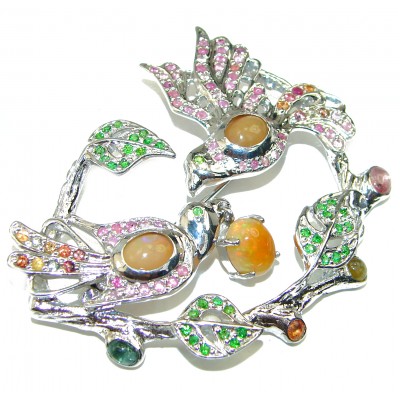 Love Birds genuine Ethiopian Opal .925 Sterling Silver handcrafted Pendant