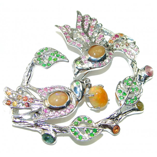 Love Birds genuine Ethiopian Opal .925 Sterling Silver handcrafted Pendant