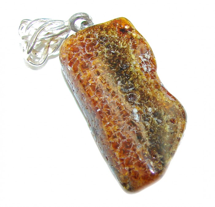 Massive Baltic Amber .925 Sterling Silver handmade Pendant