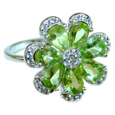 Genuine Peridot .925 Sterling Silver Handcrafted Ring size 6 1/4