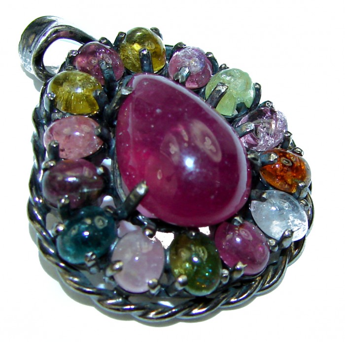Precious Treasure Genuine Ruby .925 Sterling Silver handmade Pendant